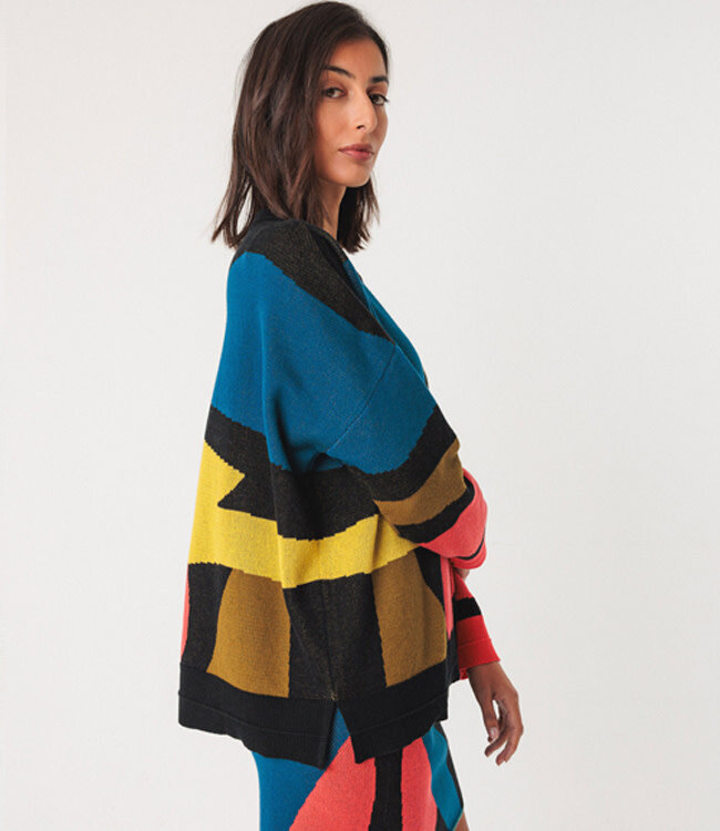 SKFK wijde trui LEXA BLOCKS van biologisch katoen