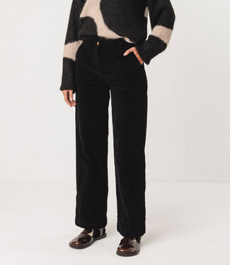 SKFK SKFK wide leg corduroy broek LEA BLACK biologisch katoen