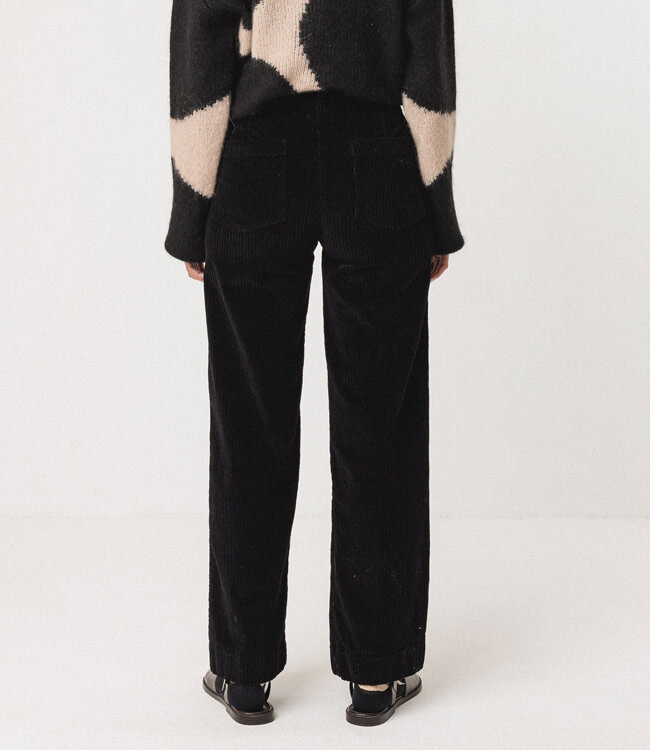 SKFK wide leg corduroy broek LEA BLACK biologisch katoen