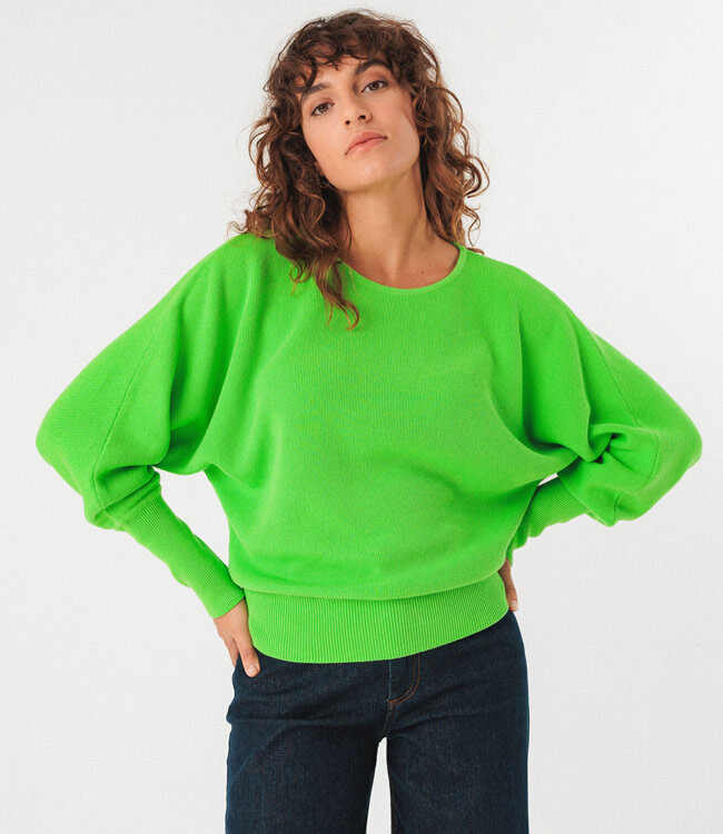 SKFK batwing trui IBAR LIME biologisch katoen