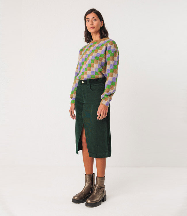 SKFK patchwork rok MEDEA GREEN biologisch katoen