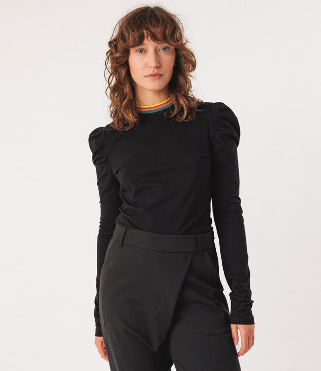 SKFK longsleeve OLDAR met pofmouw met gekleurde bies