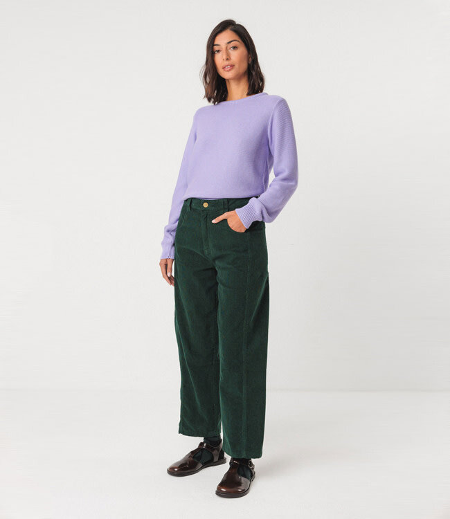 SKFK barrel leg corduroy broek NARKUE GREEN biologisch katoen