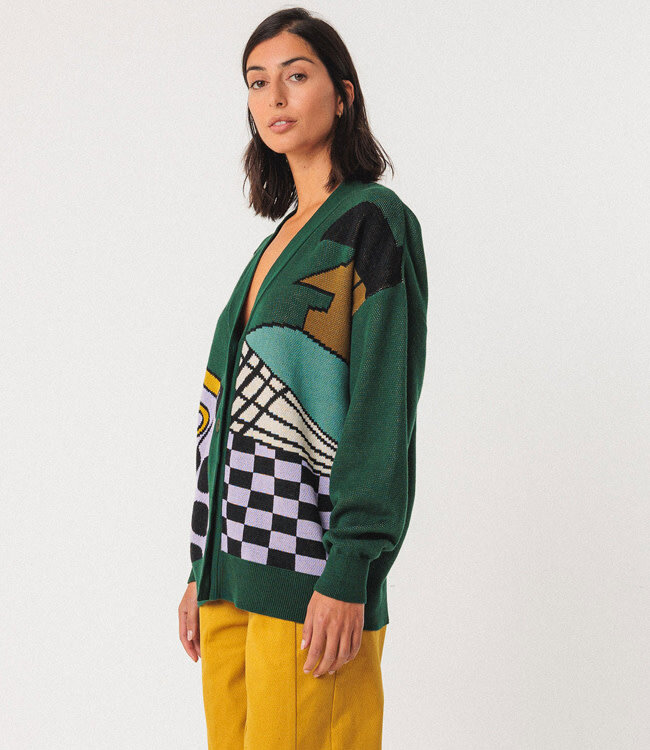 SKFK oversized vest BATIRTZE GREEN met print biologisch katoen