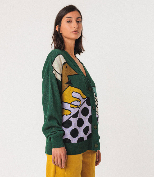 SKFK oversized vest BATIRTZE GREEN met print biologisch katoen