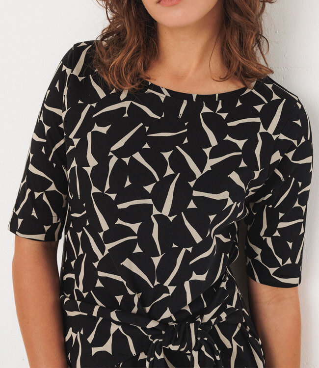 SKFK jurk met print ANI STRIPES met strik van biologisch katoen