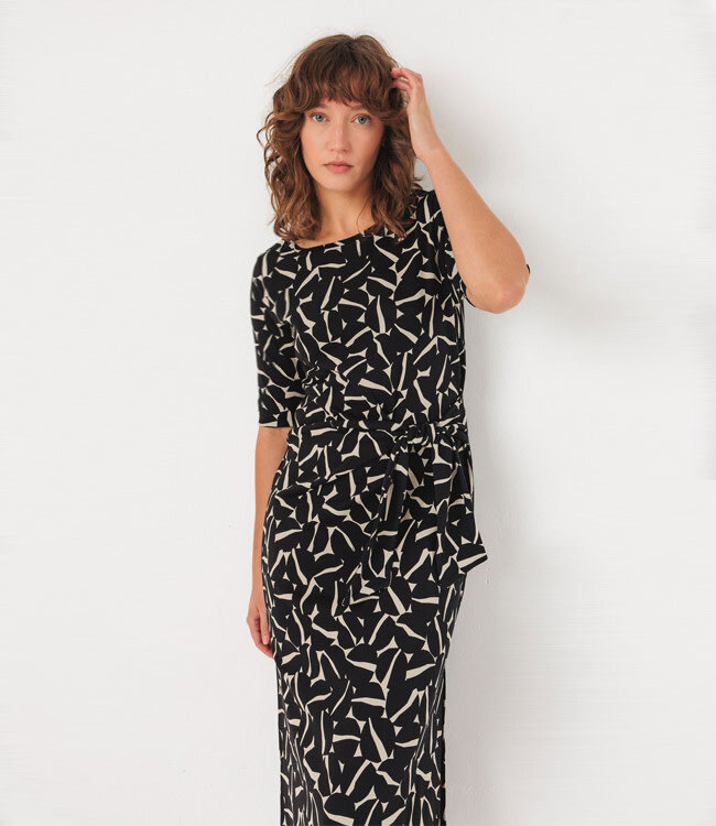 SKFK jurk met print ANI STRIPES met strik van biologisch katoen