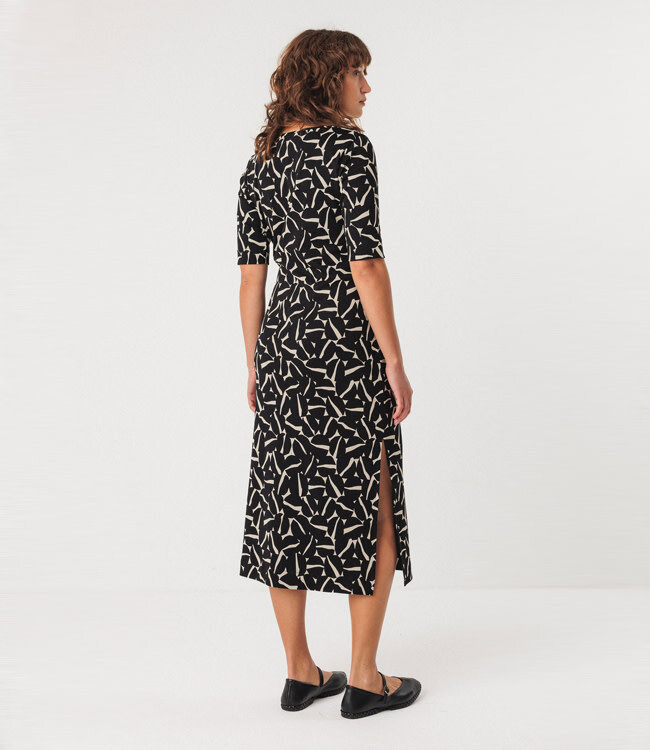 SKFK jurk met print ANI STRIPES met strik van biologisch katoen