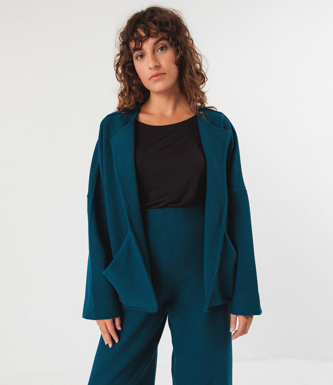 SKFK oversized vest rib jas GOITA PETROL biologisch katoen