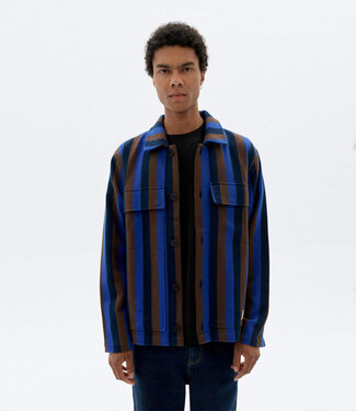 THINKING MU THINKING MU gestreept overshirt OMAR BLANKET