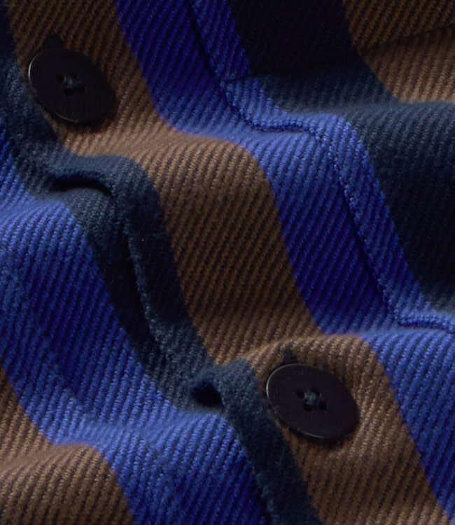 THINKING MU gestreepte jas FRANSA BLANKET biokatoen