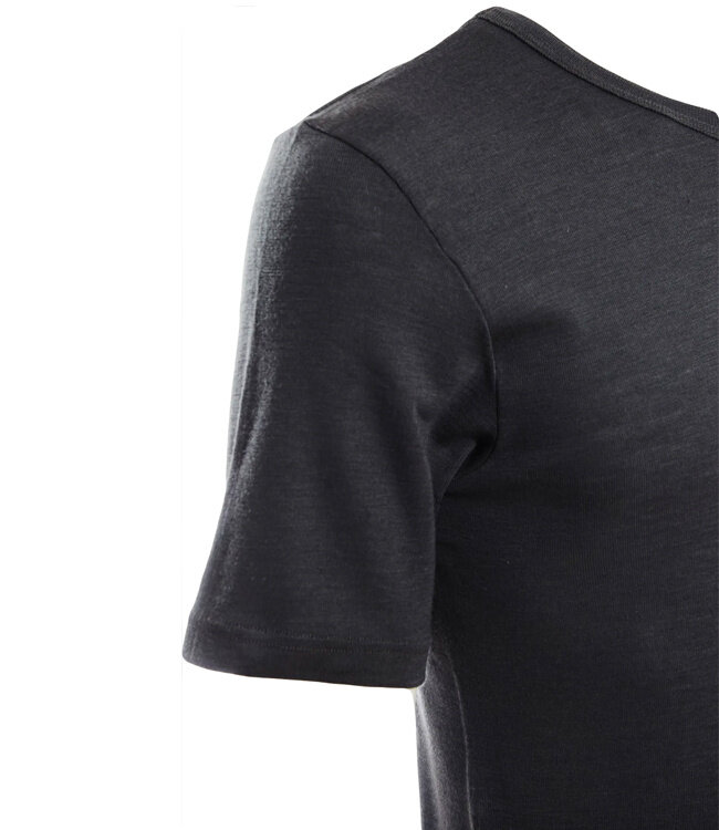 HOCOSA shirt korte mouw wol zijde heren ANTRACIET