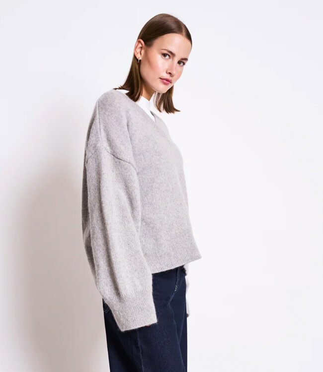 JAN 'N JUNE wollen trui JUNA GRIJS van mohair en wol