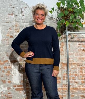 Alma & Lovis ALMA & LOVIS trui COLOR BLOCK NAVY biokatoen en wol