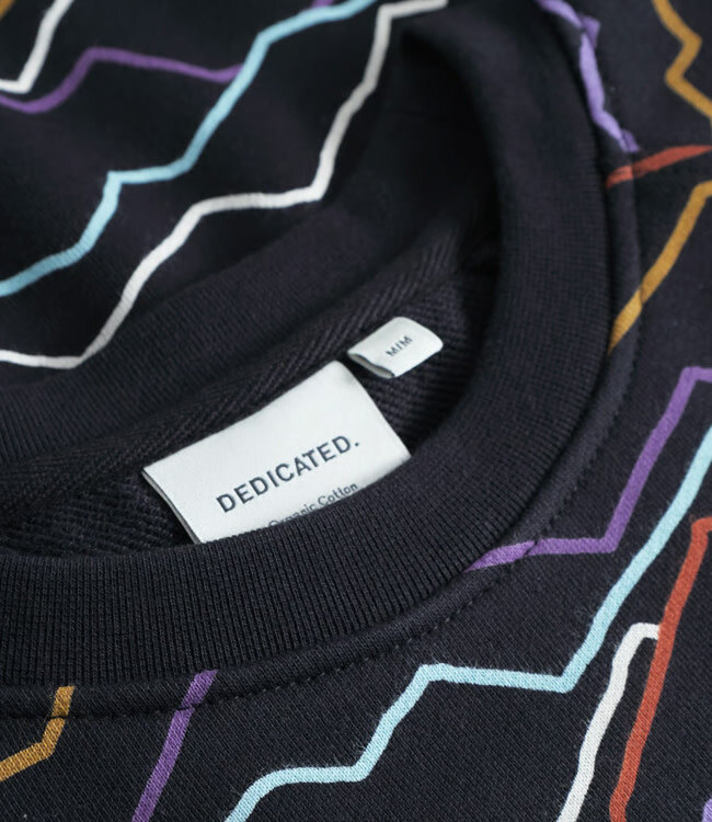 DEDICATED sweater van biologisch katoen LINES BLACK