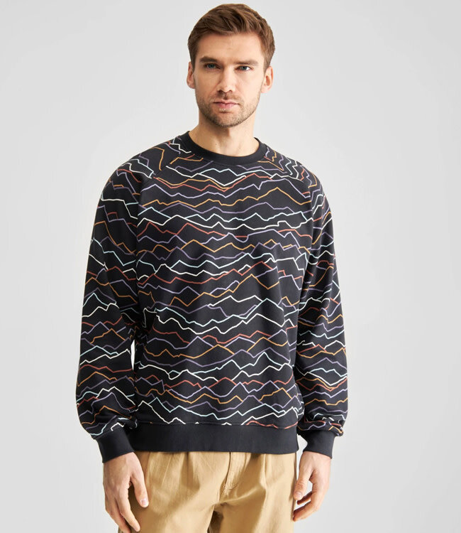 DEDICATED sweater van biologisch katoen LINES BLACK