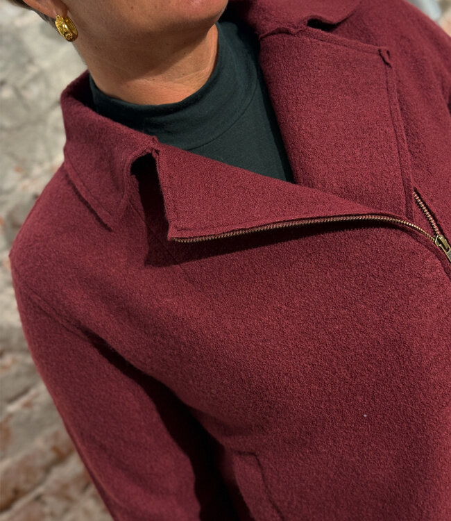 HIMALAYA wollen jas van gekookte merino wol MIEKE BORDEAUX