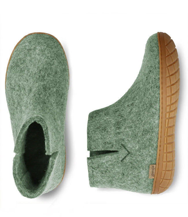 GLERUPS wollen sloffen pantoffels LAARS moss RUBBER HONEY