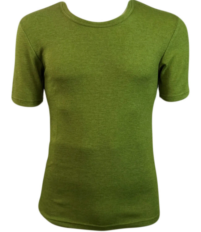 HOCOSA wollen shirt korte mouw pure wol heren BOSGROEN