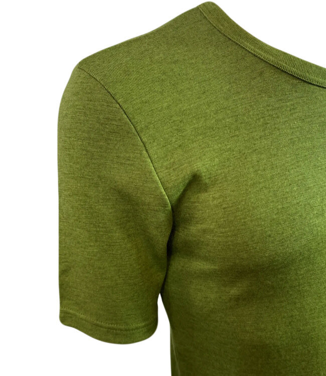 HOCOSA wollen shirt korte mouw pure wol heren BOSGROEN