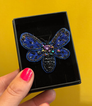 FAIRTRADE broche DRAGONFLY met pailetten en kralen