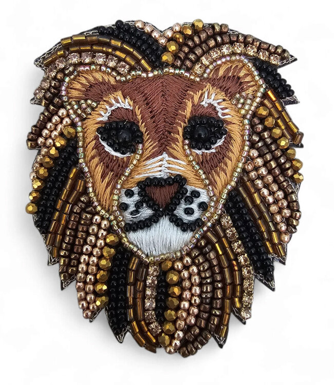 FAIRTRADE broche LION met pailetten en kralen