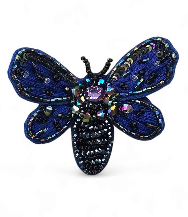 FAIRTRADE broche DRAGONFLY met pailetten en kralen