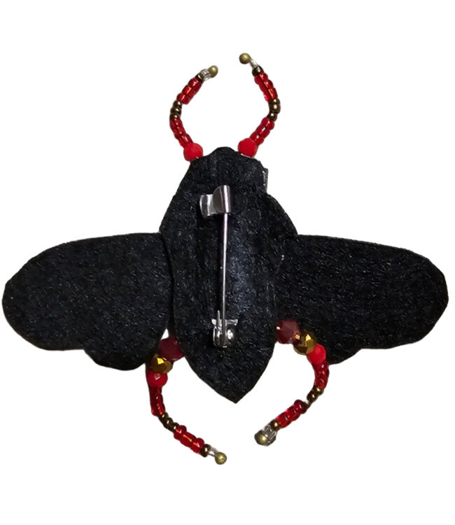 FAIRTRADE broche VUURVLIEG met pailetten en kralen