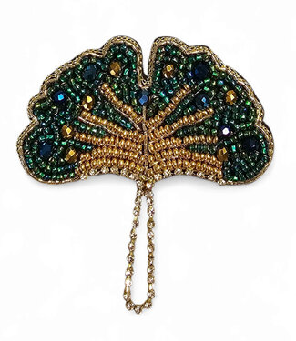 FAIRTRADE broche GINKO met pailetten en kralen