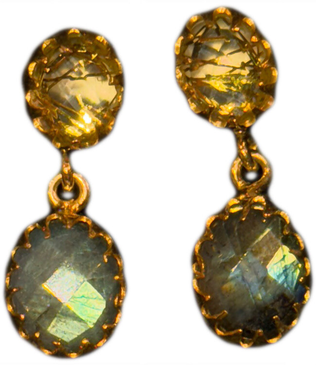 FAIRTRADE Oorbellen met labadoriet LALE verguld