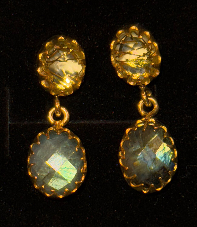 FAIRTRADE Oorbellen met labadoriet LALE verguld