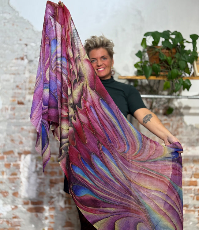 Sjaal met print van pure merinowol FANTASY fairtrade