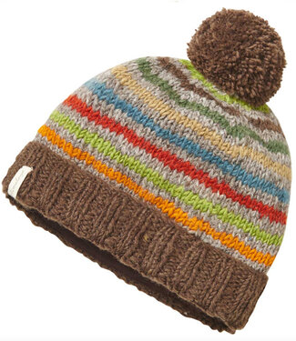 HIMALAYA wollen muts STRIPES BROWN met katoenen voering