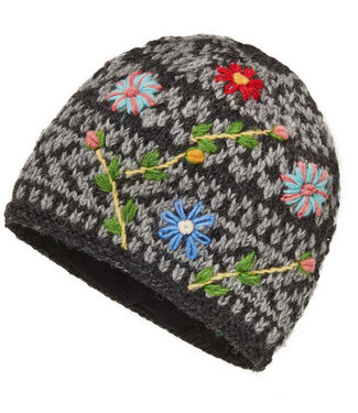 HIMALAYA wollen muts FLOWERS met katoenen voering