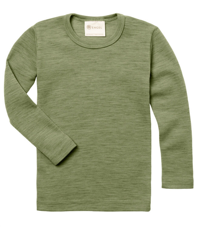 ENGEL wollen longsleeve voor KIND effen SAGE pure wol