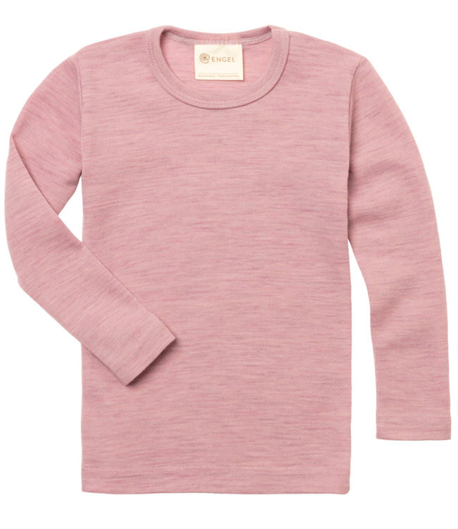 ENGEL wollen longsleeve voor KIND effen ROSEWOOD pure wol