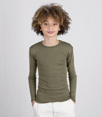Engel ENGEL wol zijde longsleeve voor kind EFFEN biologische wol OLIJF