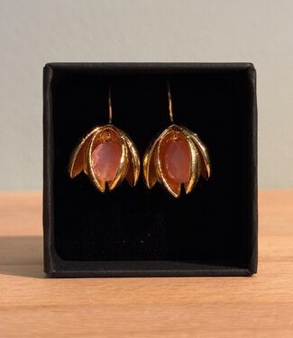 happy lona FAIRTRADE Oorbellen met halfedelsteen SNEEUWVLOK verguld