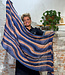FAIRTRADE Sjaal met print en borduursel van pure merino WAVES BLUE