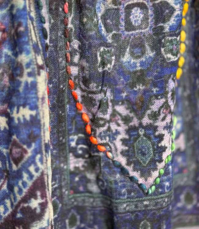 FAIRTRADE Sjaal met print en borduursel van pure merino MEDINA