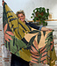 FAIRTRADE Sjaal met print en borduursel van pure merino LEAVES
