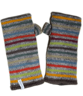 HIMALAYA wollen polswarmers STRIPES BROWN