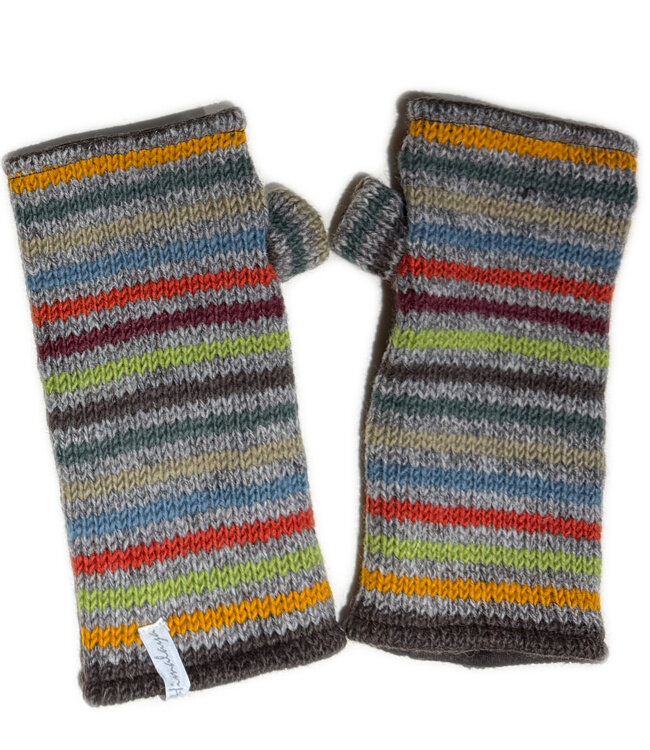 HIMALAYA wollen polswarmers STRIPES BROWN