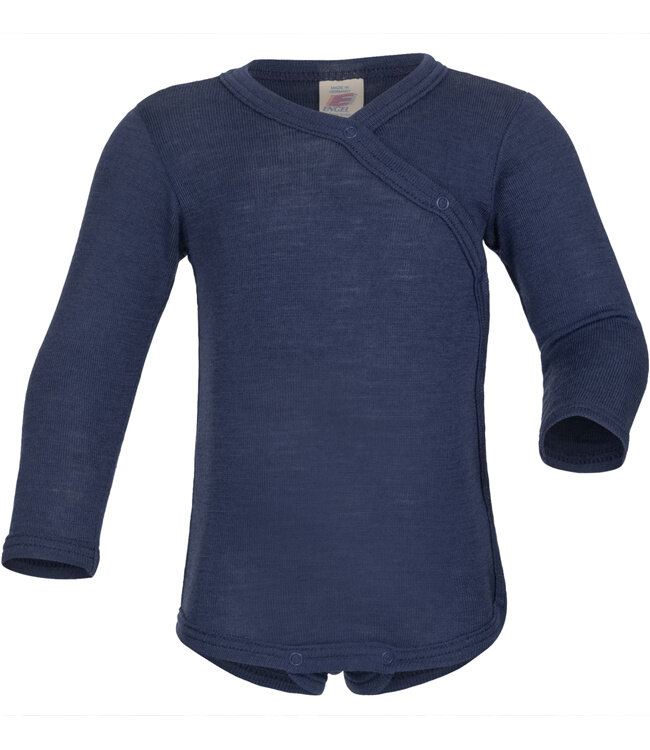 ENGEL wikkel romper wol zijde met overslag MARINE