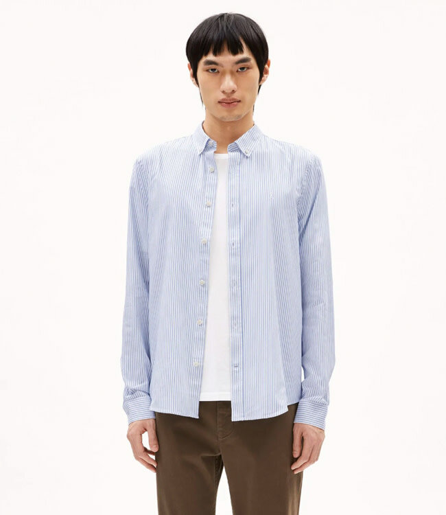 ARMEDANGELS gestreept overhemd QUAASA BLUE WHITE