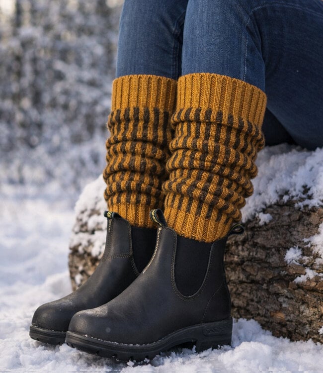 DE COLORES 100% baby alpaca BEENWARMERS TWO TONE mosterd 22