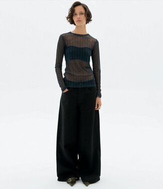 THINKING MU THINKING MU spijkerbroek HEDDA BLACK met wijde pijpen