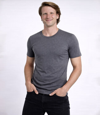 Hocosa HOCOSA shirt korte mouw wol zijde heren ANTRACIET