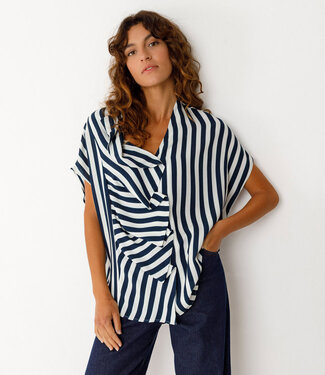 SKFK SKFK geplooide blouse KAUA STRIPES van ecovero