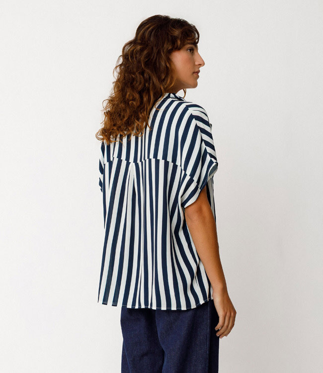 SKFK geplooide blouse KAUA STRIPES van ecovero